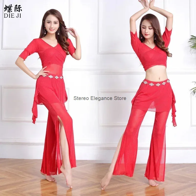 2024 New Belly Dance Clothing Practice Clothing Large Size Suit Modern Dance Stage Performance Clothing Indian Belly Dance Slit