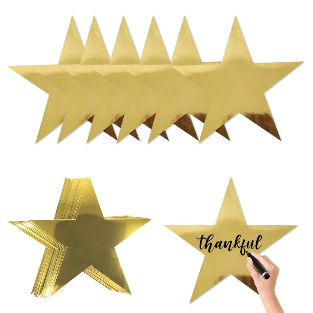 Gold Stars Cutouts Double Printed Paper Glitter Star Confetti Cutouts Cardboard Stars for Bulletin Board Classroom Party Supply