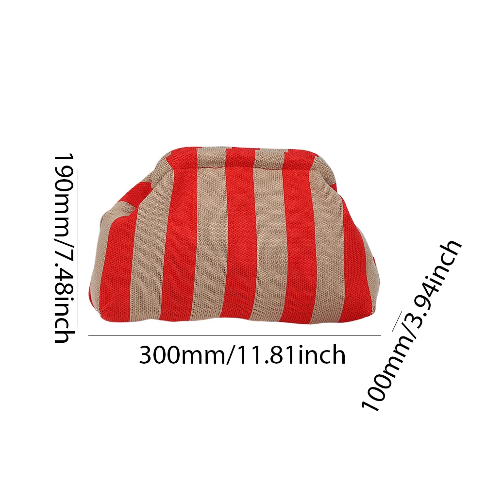 Women Knit Stripe Purse Contrast Color Small Crochet Handbag Knitting Dumpling Clutch Woven Bag for Female