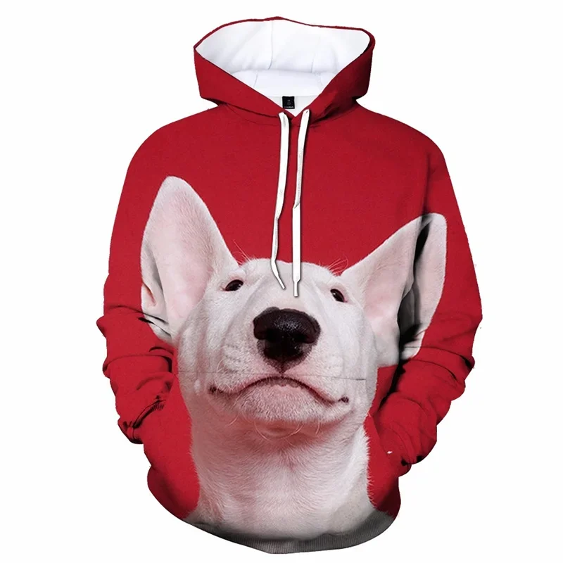 Bull Terrier Hoodies for Men Animal Dog Graphics Oversized Hoodie 2023 Autumn Pullover Breathable Sweatshirt Coat