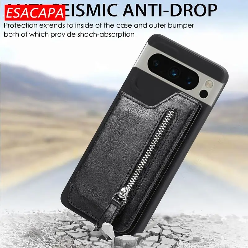 Zipper Wallet Leather Phone Case For Oneplus 12 12R Card Stand Holder Soft TPU Shockproof Back Cover For Oneplus 11 Pro 10T9  8T
