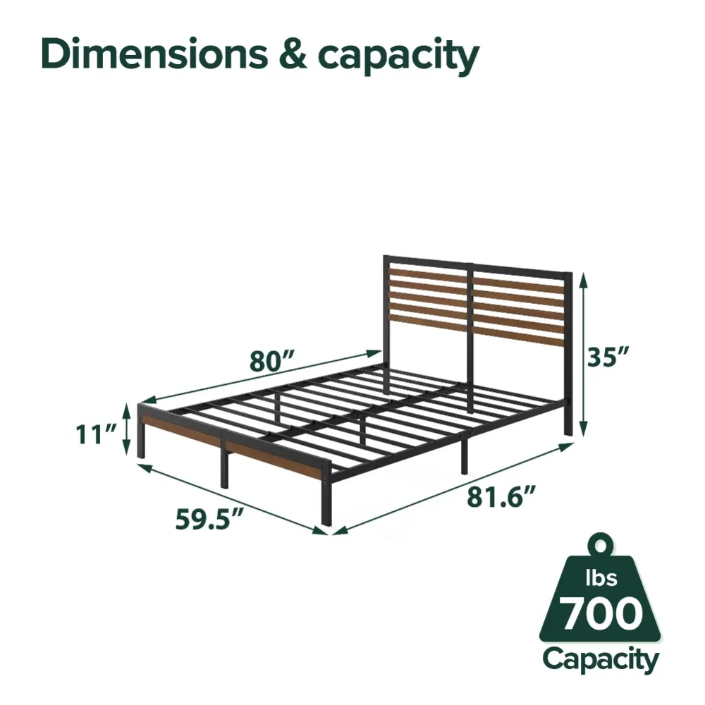 35 "kai bambu e metal plataforma cama frame, queen size