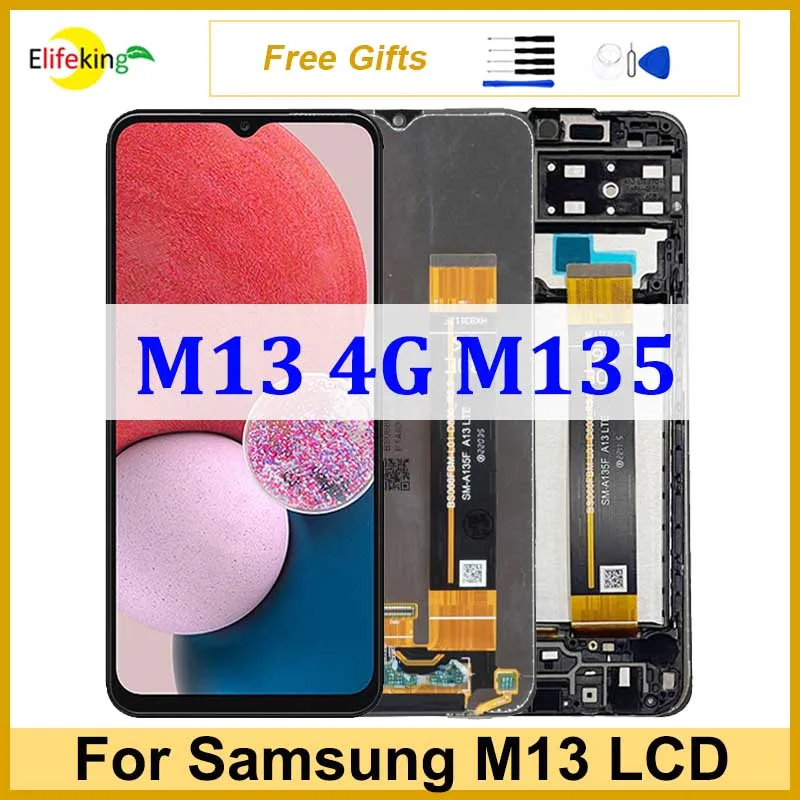 

6.6'' LCD For Samsung M13 4G M135 Display Touch Screen M135F M135F/DS Digitizer Assembly Replacement With Frame New Repair Parts