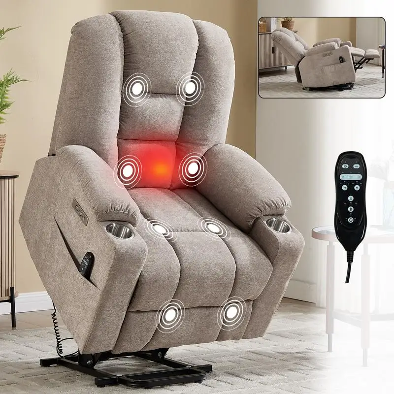 

Power Lift Recliner Chair with Massage & Heat for Seniors, Overstuffed Wide Recliner with Heavy Duty Motion Mechanism, USB &