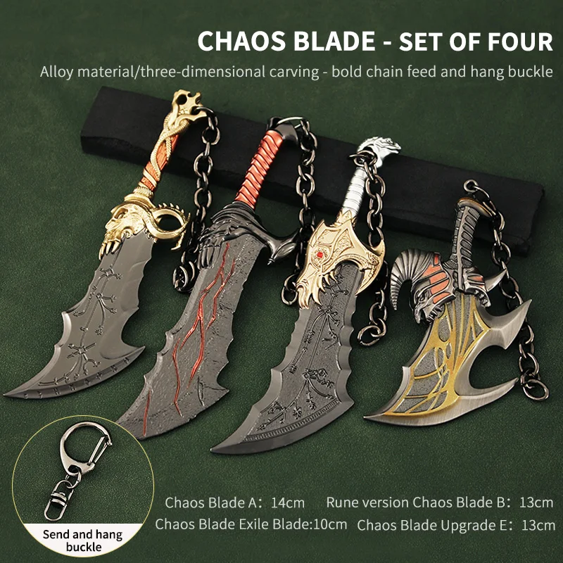 God of War 4 Athena Blade Tomahawk Keychain Alloy Kratos Ghost Leviathan Chaos Model 1/12 Doll Mini Sword Weapon Ornament