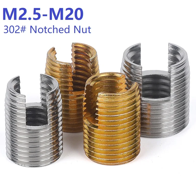 Stainless/ Carbon Steel Metal Thread Repair Insert Self Tapping Slotted Threaded Nut M2 M3 M4 M5 M6 M8 M10 M12 M14 M16 M18 M20