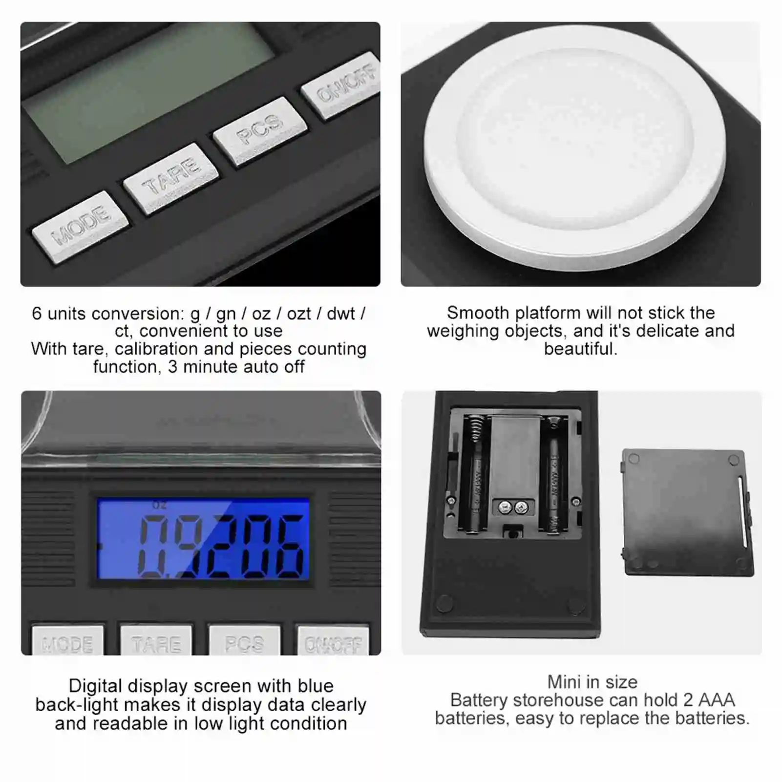 10g Jewelry Scale Mini Portable High Accuracy 0.001g Pocket Jewelry Scale with LED Digital Display