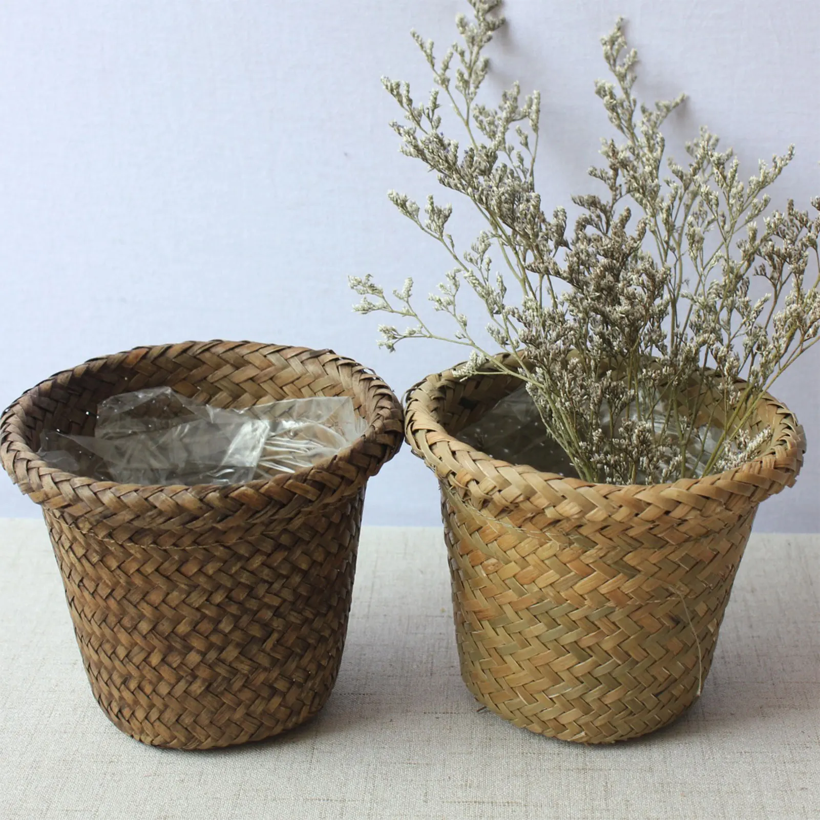 Rustic Woven Basket Flower Pots Planters Exquisite Design Decorative Ornament for Garden Courtyard Supply TH