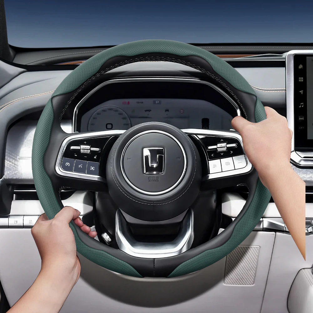 

Gwm Tank Breathable Hole Leather Steering Wheel Cover Non-Slip Durable 300 400 500 700 400 300 Hi4T 700 Hi4T 500