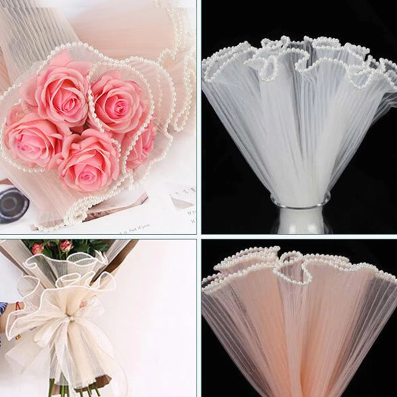 4Mx28cm Flower Wrapping Paper Wave Yarn Florist Bouquet Packaging Lace Mesh Florist Bouquet Gift Packaging Supplies