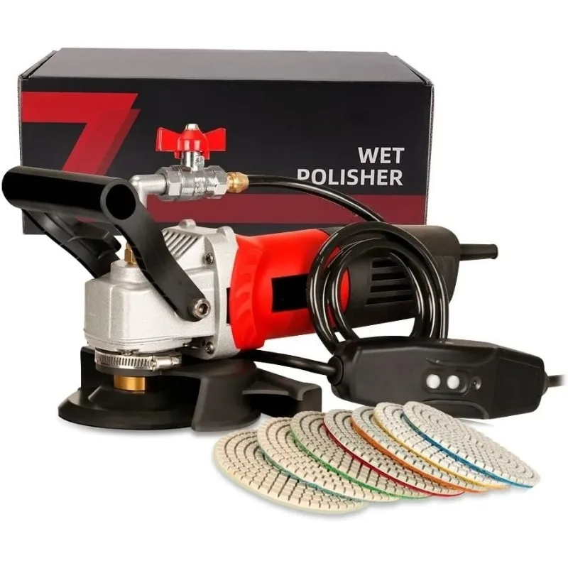 ZZZ-800W/110V Lucidatore/smerigliatrice a umido da 4'' a velocità variabile e tamponi per lucidatura diamantati in granito Lucidatore per calcestruzzo Lucidatore per pietra