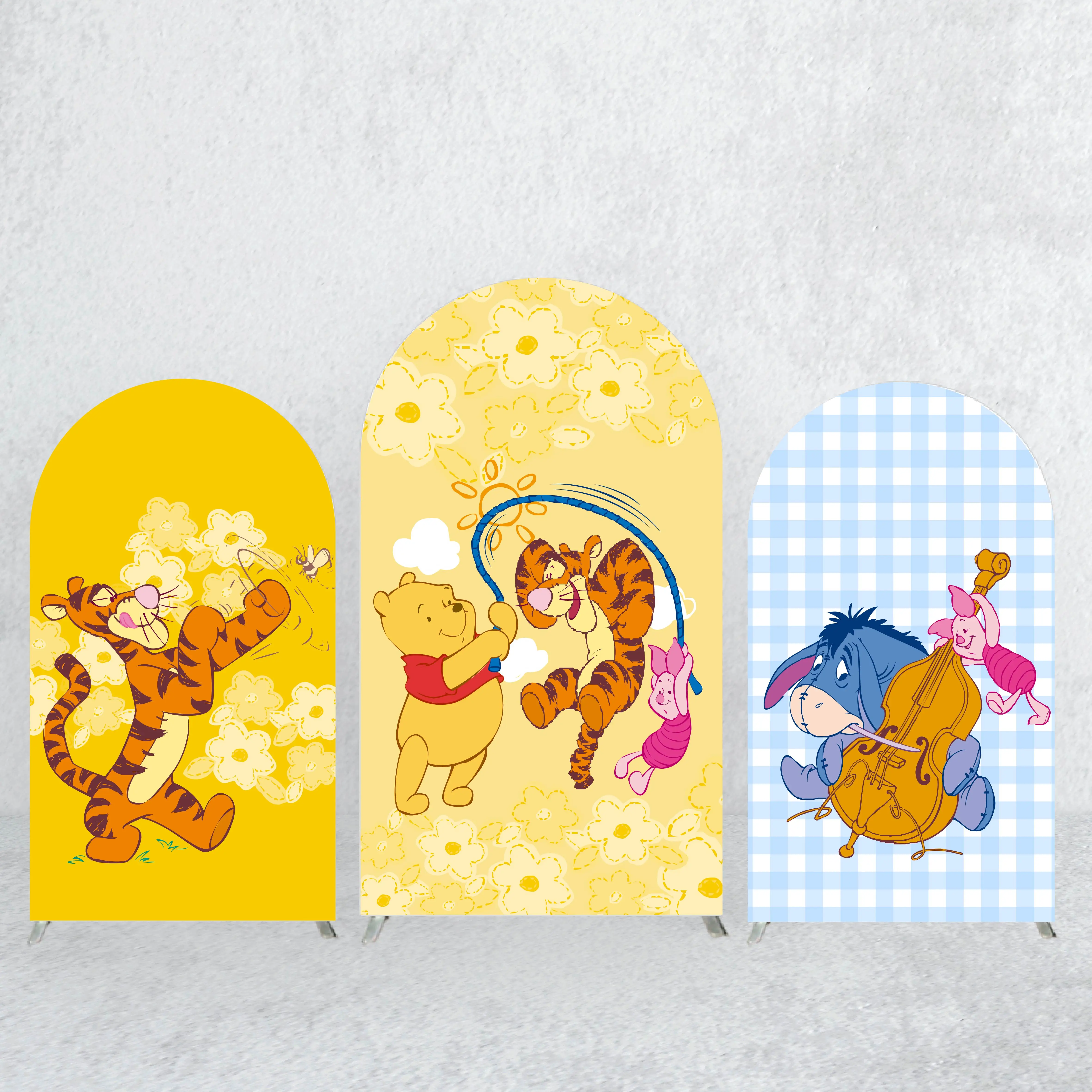 

Disney Tigger and Winnie The Pooh Arch Backdrop Banner with Zipper for Baby's First Birthday Party Photograph Background Decor