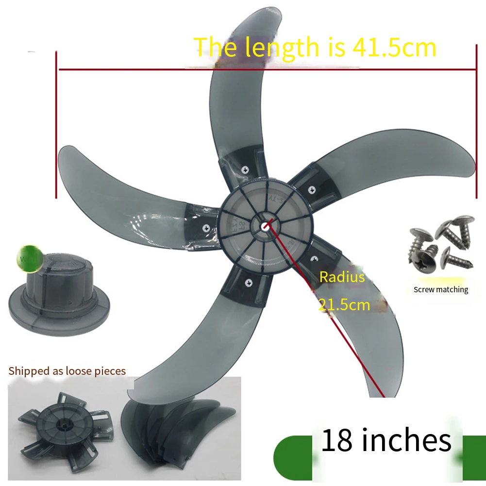 Fan Blade 18 Inch Five Blade Plastic Fan With Nut Cover And Screws For Floor Fans Table Fans Wall-mounted Fans Home Ventilation
