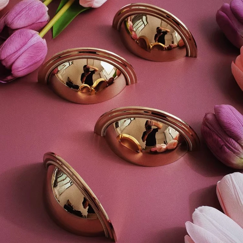 Cupboard Drawer Pull Glossy Gold Solid Brass with Plate Drawer Knobs Furniture Handles Kitchen Shoe Cabinet Door Wardrobe Handle