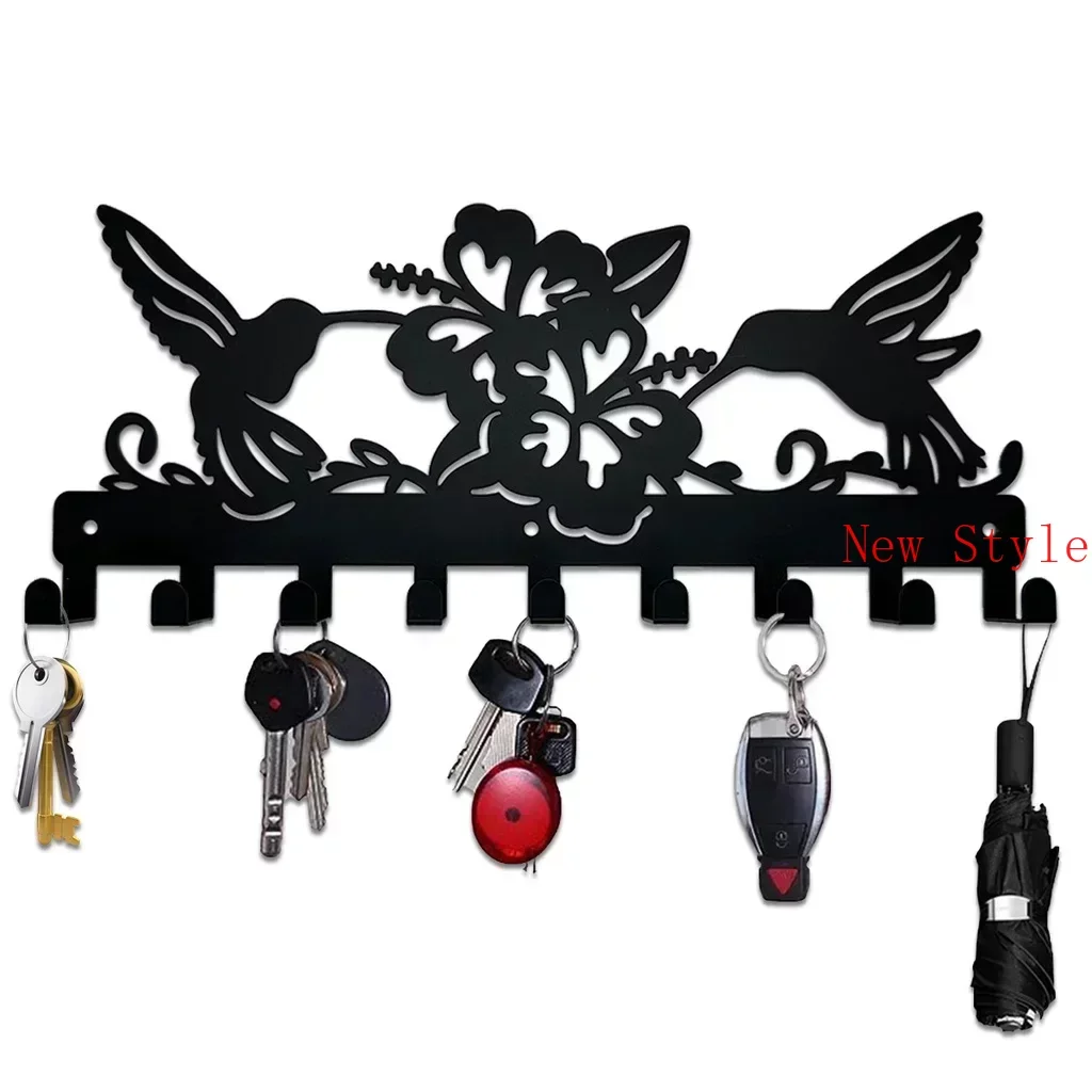 

Metal Wall Hanging Storage Keys Rack Bird and Flowers Coat Rack Keys Hats Coat Hanger Iron Wall Mount Hooks Towel Keys Coat Rack