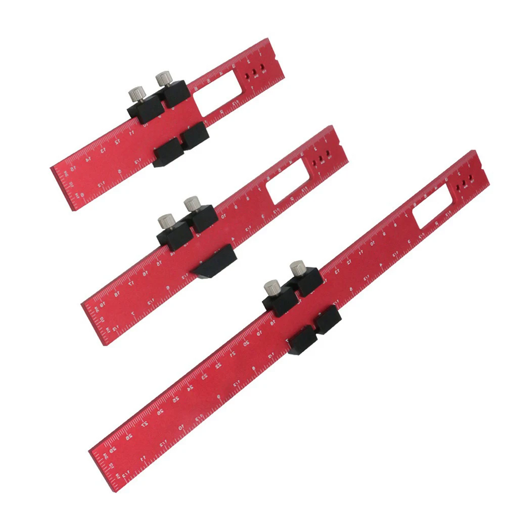 Aluminum Ruler 160 * 25mm 6.3 * 1.0 Inches Woodworking Ruler Aluminum Stopper Circular Hole For Pencil Easy To Use