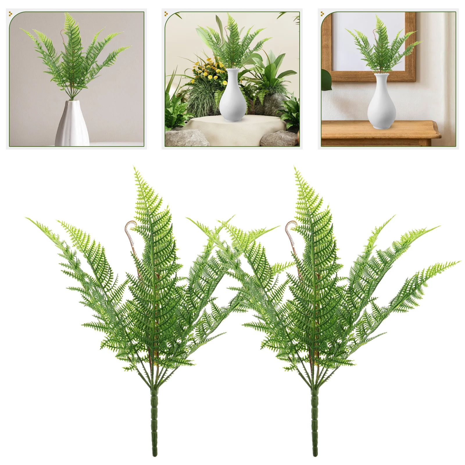 

2pcs Realistic Artificial Ferns Lifelike Faux Greenery Stems Simulation Ferns For Home Office Outdoor Decor Wedding