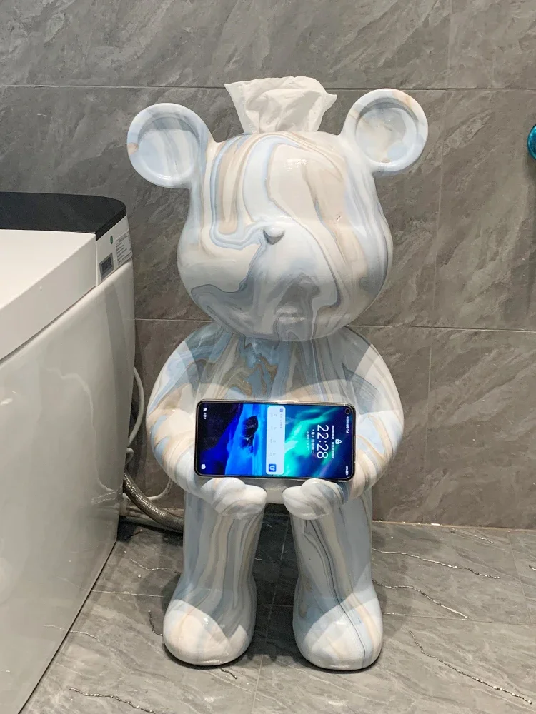 Home Decor Creative Bear Statues Toilet Tissue Box Kitchen Paper Extraction Box Living Room Floor Decor Nordic Style Sculptures