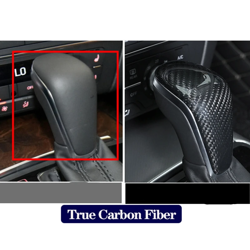 Car Interior Gear Shift Head Knob Cover For Audi A6 C7 A7 4G8 ABS Carbon Fiber Texture Sticker Decoration Auto Accessories