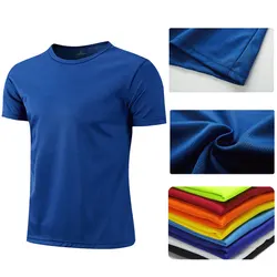 Mehrfarbiges, schnell trocknendes, kurzärmliges Sport-T-Shirt, Fitnessstudio-Trikots, Fitness-Shirt, Trainer, Lauf-T-Shirt, atmungsaktive Teenager-Sportbekleidung