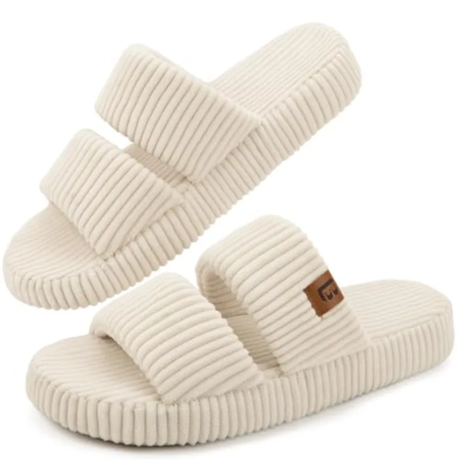 

LongBay Slippers for Women Memory Foam Open Toe Slide Indoor House Shoes Slip On Bedroom Comfy Gift