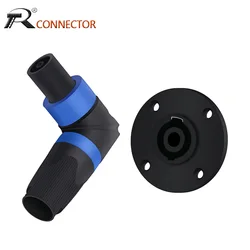 1pc/1pair 4Pins Right Angle Speakon Connector Male Plug Female Panel Mount Socket Twist Lock Converter for Amplifier Speaker