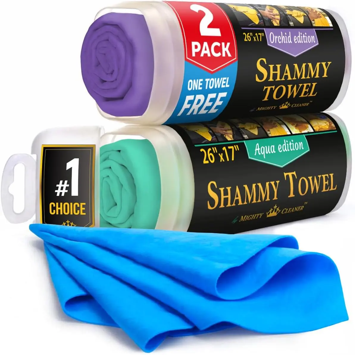 

Premium 2pk +1 Free Super Absorbent Chamois Towel for Car Drying, 26"x17", Scratch-Free & Reusable