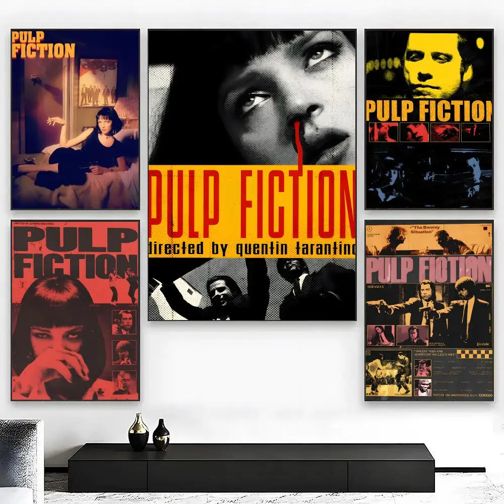 Classic Movie P-Pulp Fiction Poster High Quality Bedroom Living Room Aesthetic Wall Decoration Painting Stickers Gift
