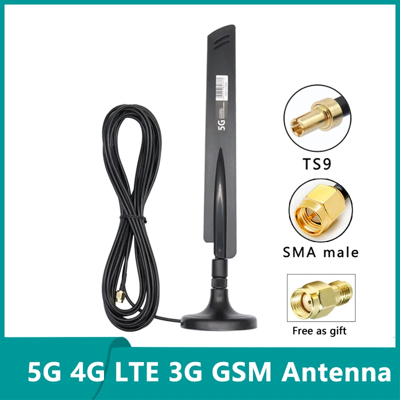 Enhance 5G 4G LTE 3G GSM Omni WiFi Router Aerial High Gain 15dbi External Wireless Antenna With TS9 SMA  Male And Magnetic Base