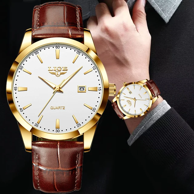 LIGE zegarek biznesowy moda męska skórzany wojskowy sportowy wodoodporny męski zegarek kwarcowy Casual Date chronograf Montre Homme