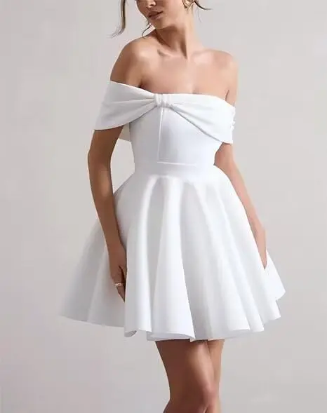 Kurze Brautkleider für die Braut, schlichtes Mini-Boho-Strand-Brautpartykleid 2025, über dem Knie, formelles Minikleid, weißes Kleid