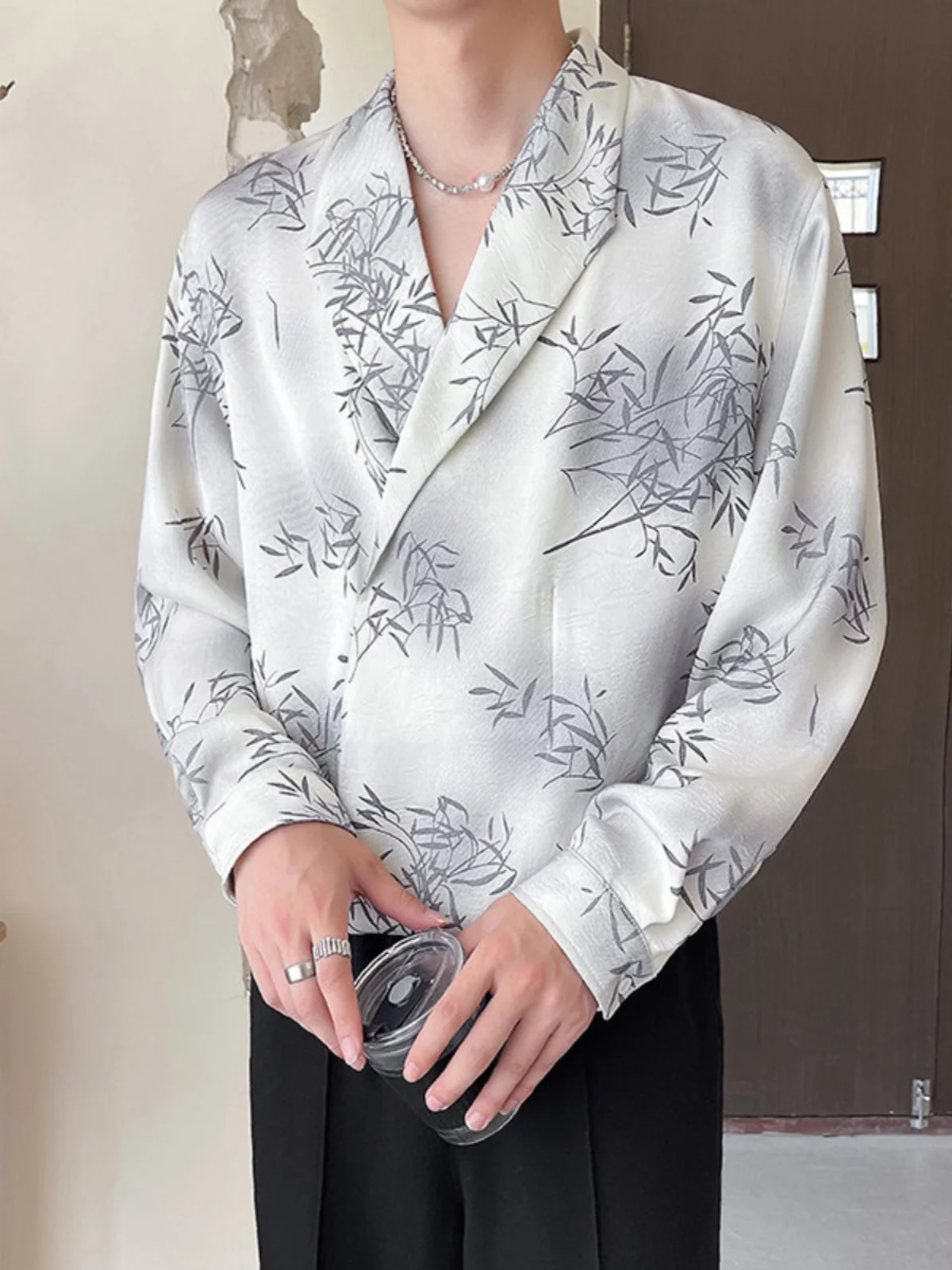 

Мужские брюки Autumn Faion Long Sve irt Satin Surface Proc Gold Stam Crt свободного кроя и универсальные повседневные брюки