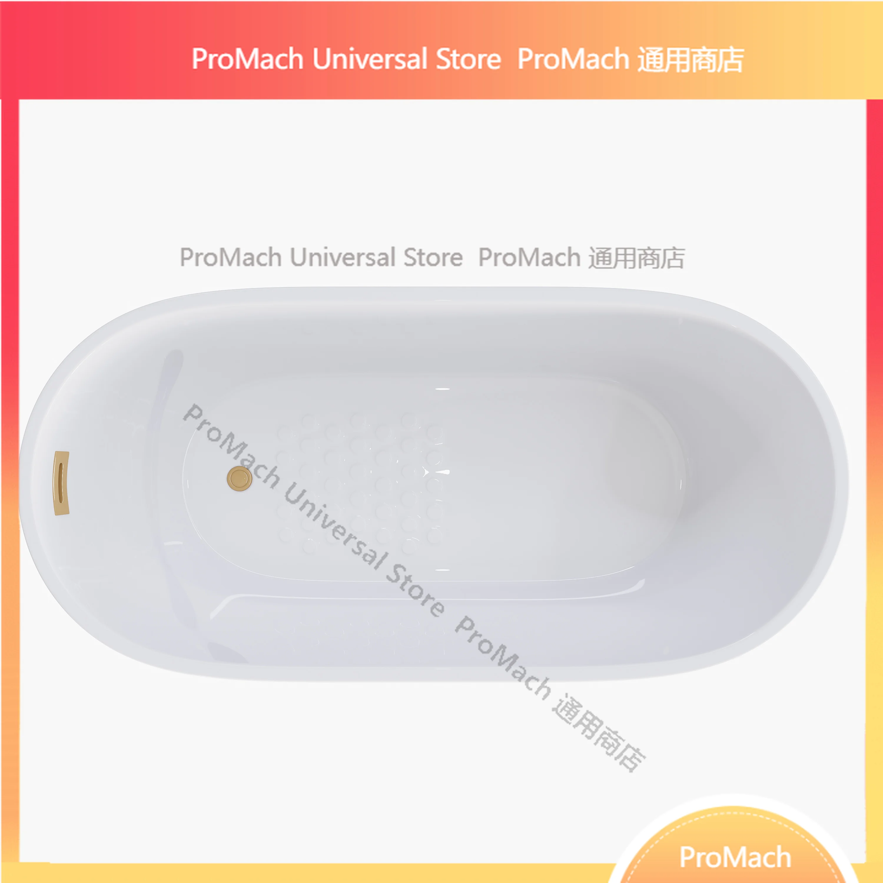 Modern freestanding immersion acrylic bathtub with side drains