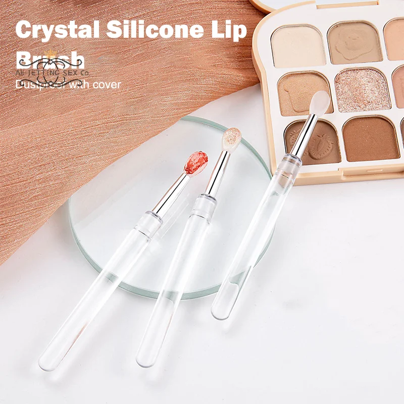 1pc Portable Lip Gloss Applicator Multifunctional Silicone Lip Brushes with Dust Cap Makeup Lipstick Brushes Cosmetic Tool