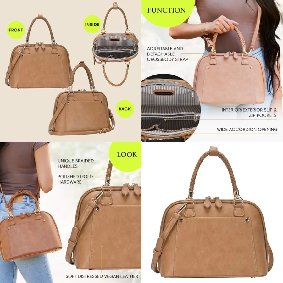 

Madison West Camila Satchel Handbag for Women,or Purse with Top Handle and Crossbody Strap