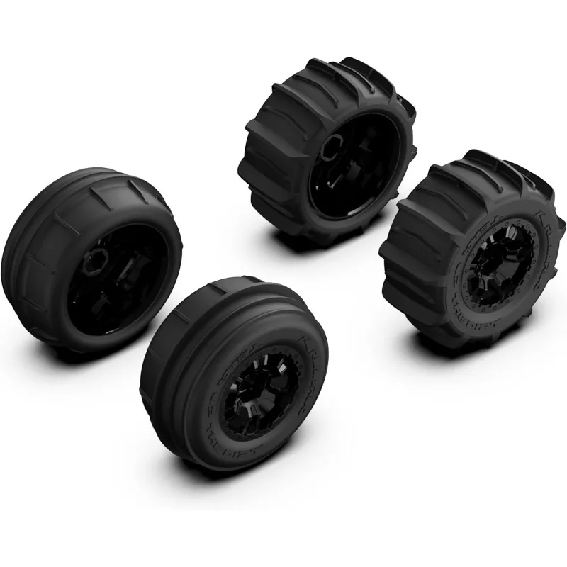 

RC Paddle Tires, 4PCS Off Road Snow Sand Rubber Tires Hexagon(Side To Side) 12mm Wheels Replacement For 1/10 Truck (Black)