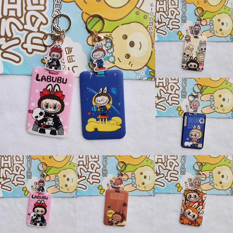 Labubu Business Card Holder Cartoon Badge Bank ID Holders Bus Card Cover Student Subway Card Credential Easy Pull Buckle Pendant