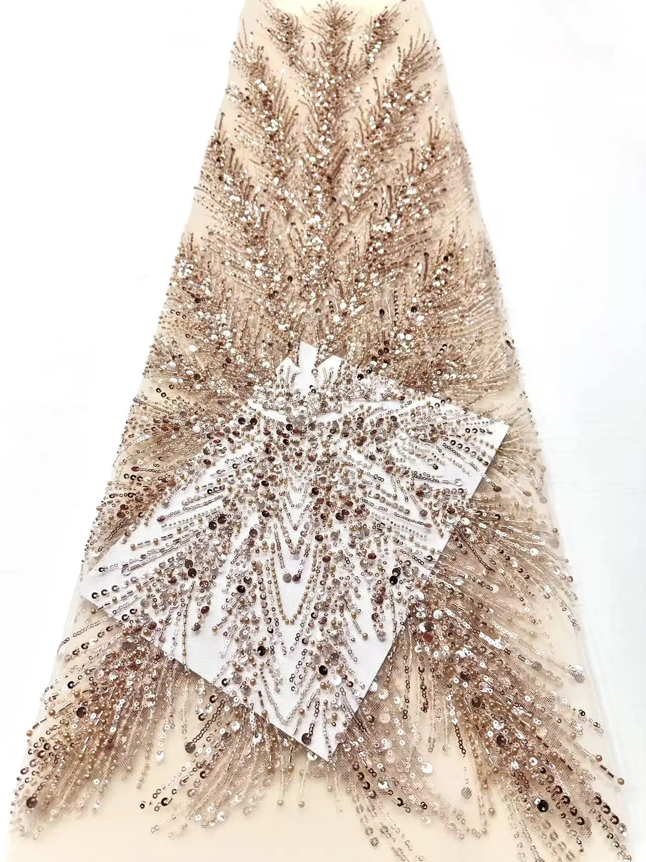 Белое кружево, 5 ярдов, африканская кружевная ткань, 2025 г., высокое качество, кружевная ткань с бисером, вышивка, тюль, кружевная ткань для шитья платьев H24-1