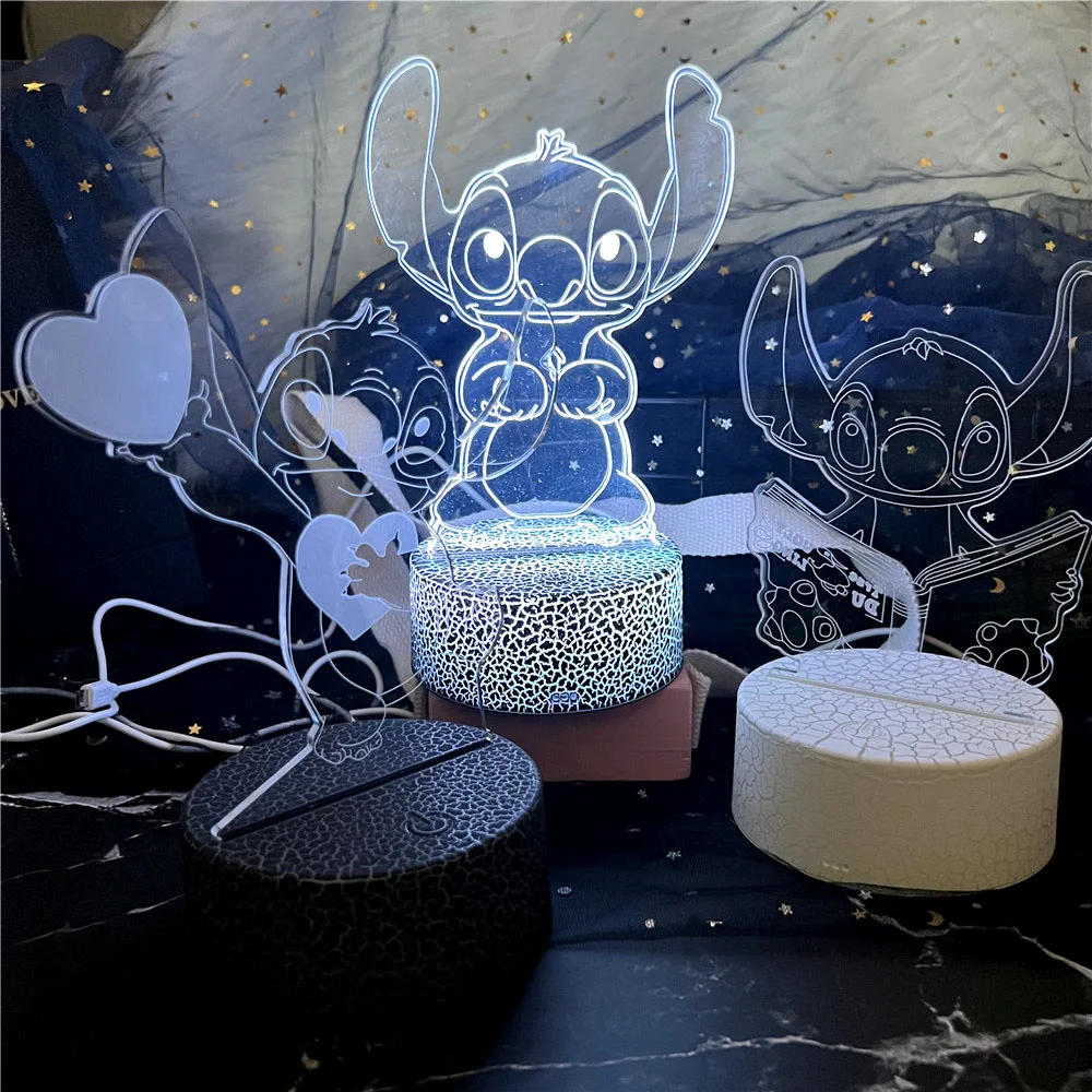 Stitch Lilo 3D LED Night Light small colorful 16-color light battery USB plug-in electric light decorative light