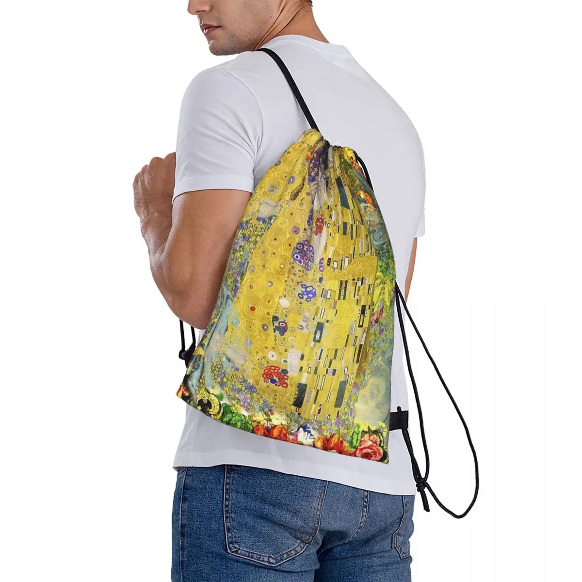 

The Kiss By Gustav Klimt Backpacks Fashion Drawstring Bags Storage Bag Book Bags for Man Woman Students