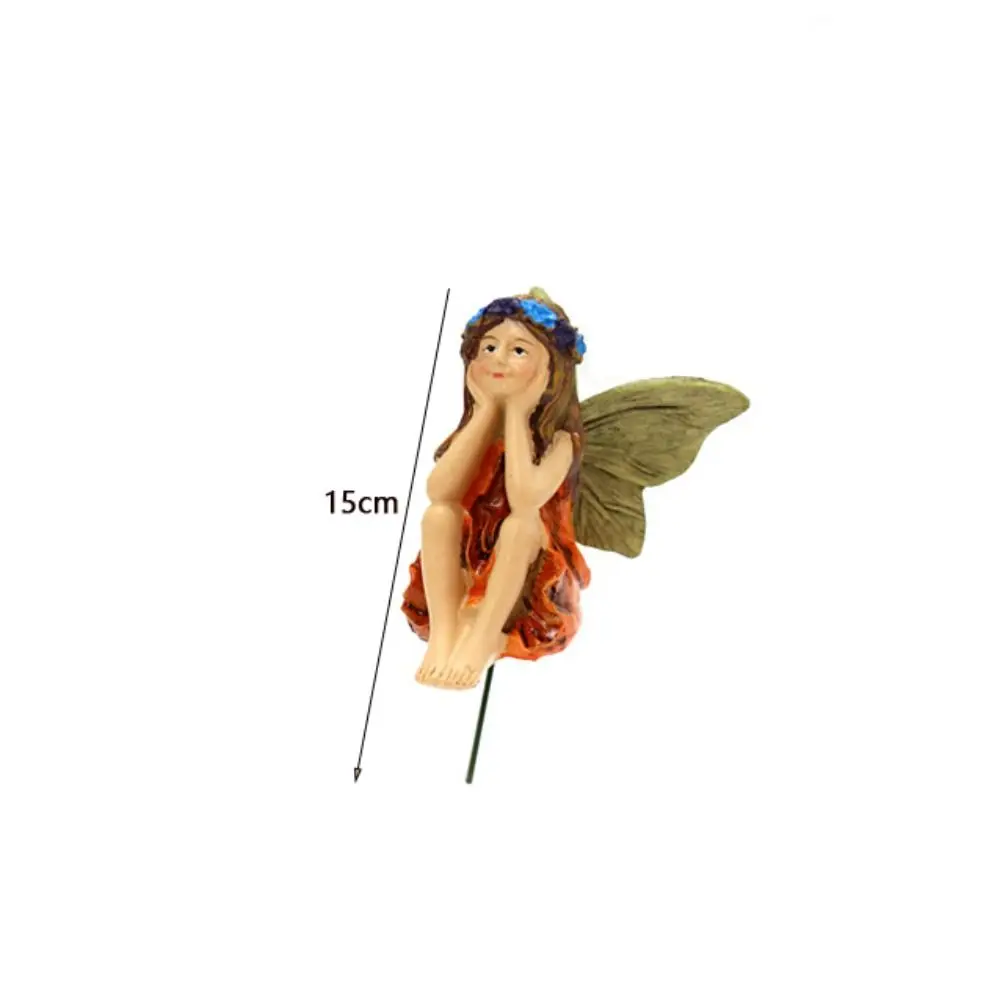 Creativity Resin Fairy Garden Figurines Craft Micro Landscape Fairies Figurines Gift Flower Fairy Elf Plugin Garden Yard Decor