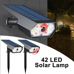 42/43 LED Solar Motion Sensor Lights Garden Landscape Spotlights Outdoor Waterproof 3 Modes Pathway Driveway Imitation Monitor