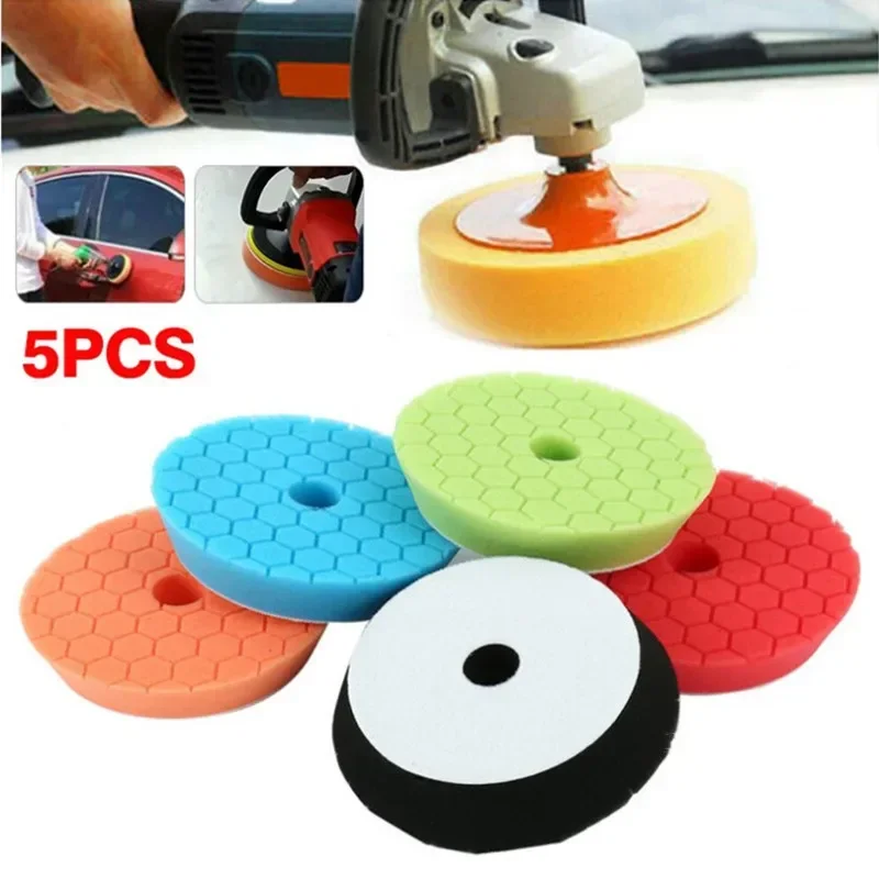 5/6/7 Inch 5pcs Car Polishing Pad Kit Auto Self-Adhesive Buffing Waxing Sponge Wheel Polishing Pad For Car Polisher Drill