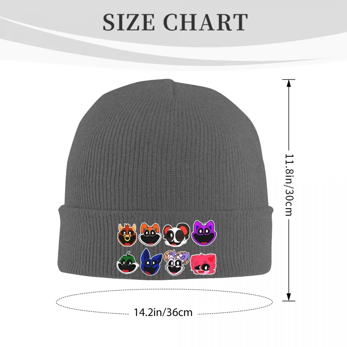 Smiling Critters Cartoon Game Warm Knitted Cap Fashion Bonnet Hat Autumn Winter Outdoor Beanies Hats for Men Women Adult