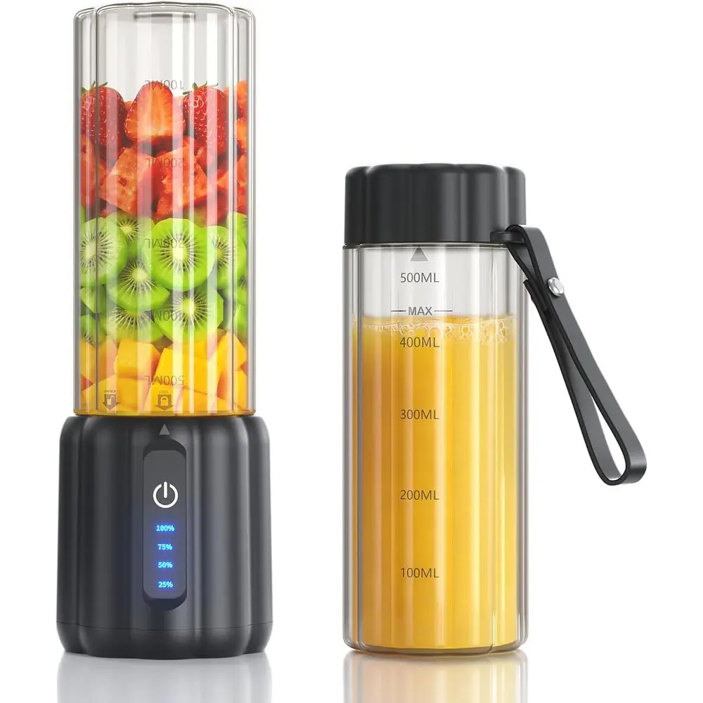 

Перезаряжаемый персональный блендер USB-C объемом 17 унций с 6 лезвиями, LED-дисплеем, портативная мини-соковыжималка для смузи и коктейлей, идеально подходит для путешествий