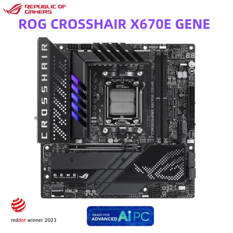 ROG CROSSHAIR X670E GENE M-ATX Gaming Motherboard 96GB DDR5 AMD X670 Socket AM5 for AMD Ryzen 9000/8000/7000 Series Processors