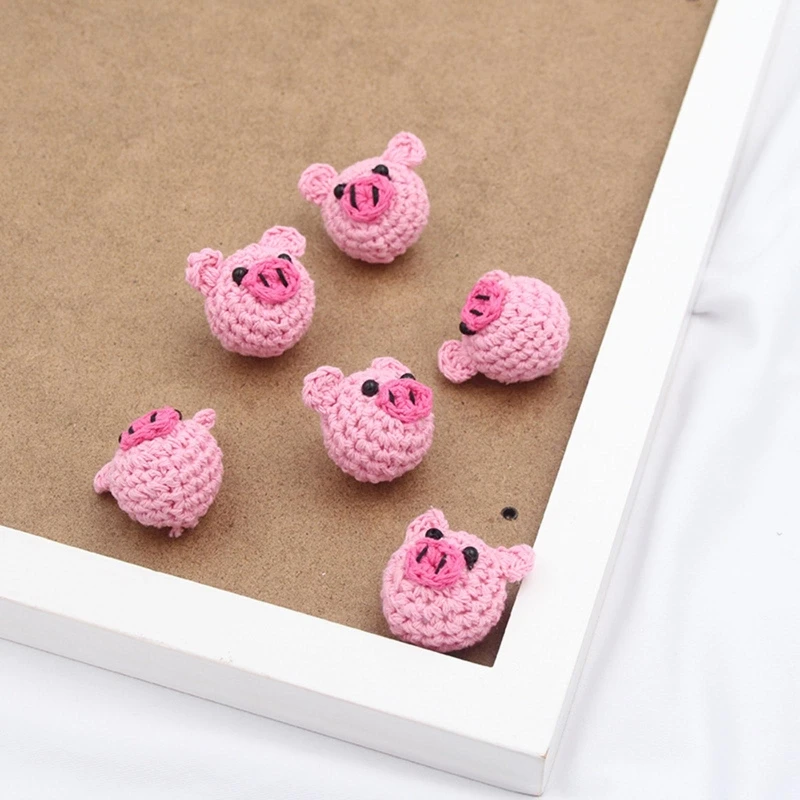 N80C 5 Pcs/Pack Handmade Crochet Woolen Animal Cartoon for Head Baby Teething Soother Decor DIY Pacifier Clip Chain Accessori