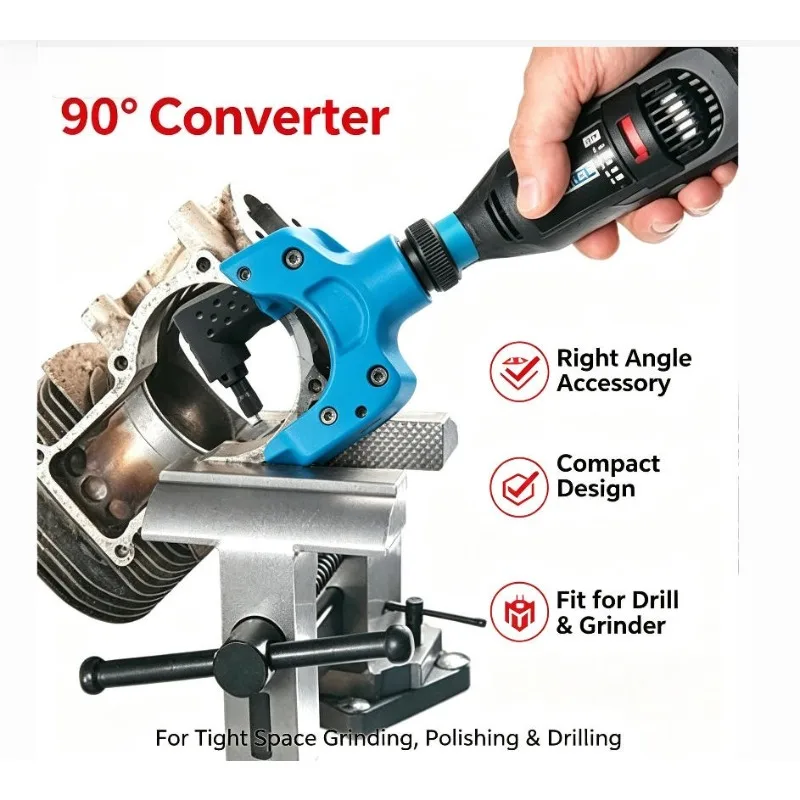 90‑Degree Right Angle Converter Corner Adapter,Electric Drill Angle Turning Accessory, Power Tool Spare Parts for DIY Craft Work