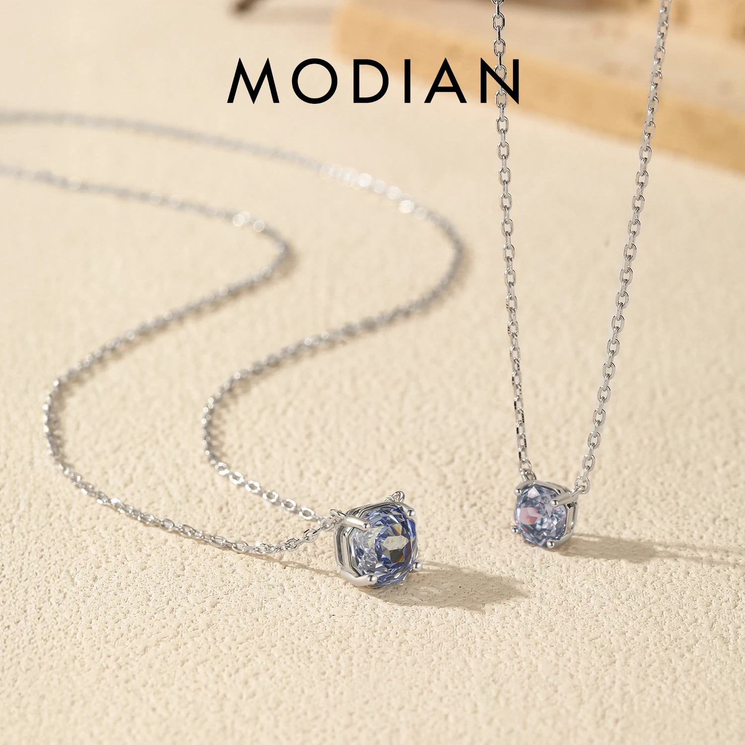 

MODIAN Sparkle Tanzanite Color Necklaces 925 Sterling Silver Rose Cut Octagon Zircon Pendant Necklace For Women Fine Jewelry