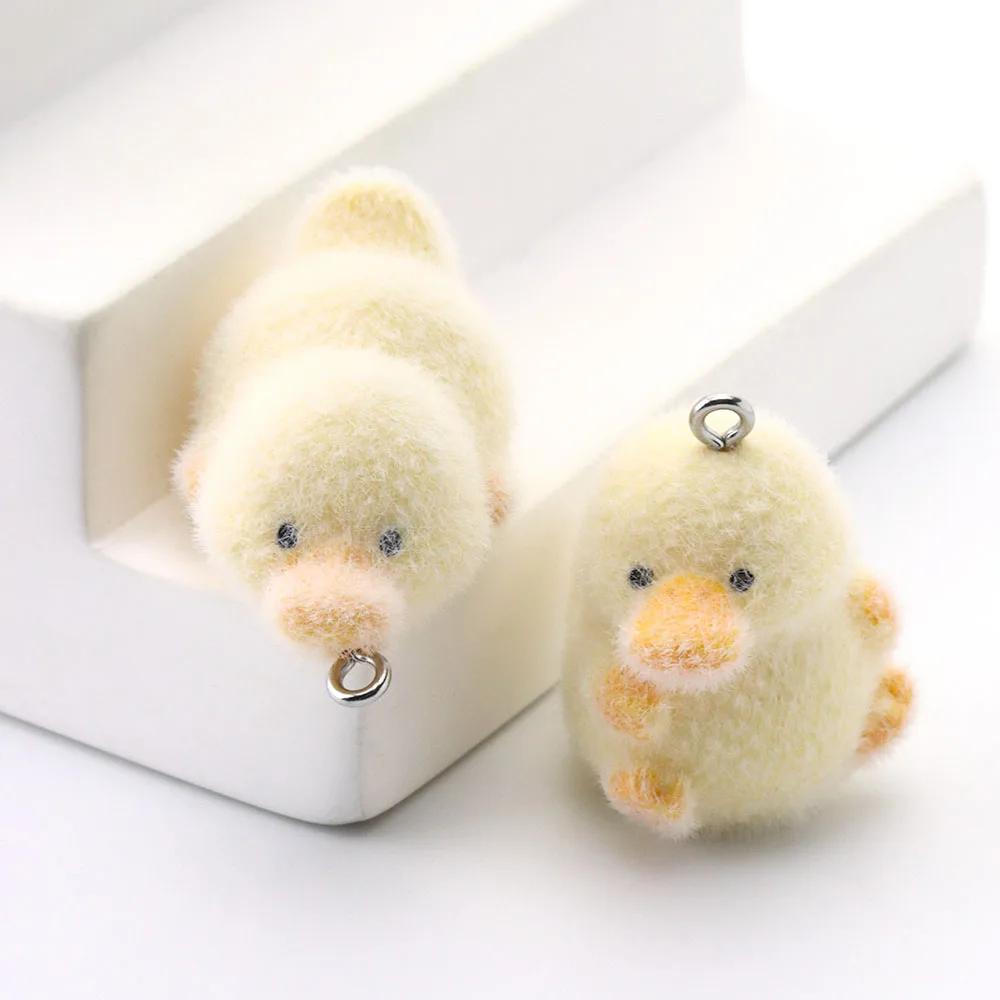 

10pcs Resin Charms Flocked Cute Chicken Doll Available for Mobile phone Decoration Bag Charms Keychain